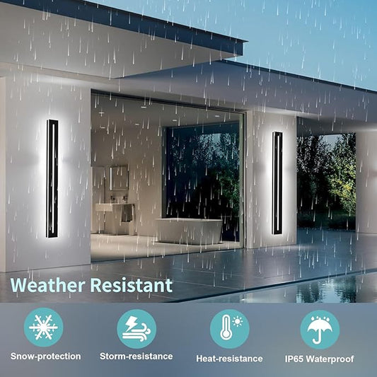 Outdoor Wall Light Exterior Wall Sconce 2 Pack Long LED Linear Exterior Light Wall Mount 60 Inch 5CCT Dimmable LED IP65 Waterproof Outdoor Wall Lamp Modern Porch Patio Entrance House Lighting
