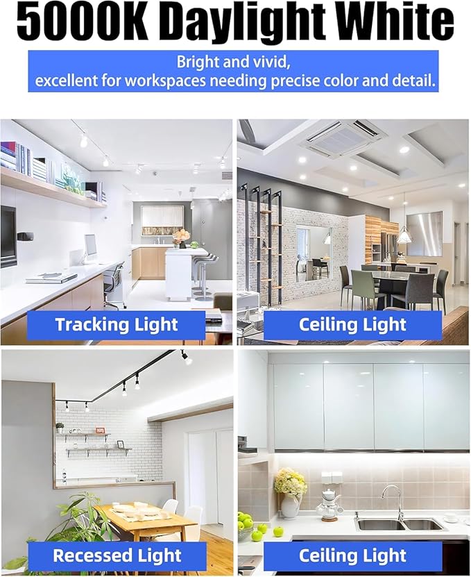 MASTERY MART 60 Pack GU10 LED Bulb, Non-dimmable Track Light Bulbs, 5000K Daylight White, 4W for 35W Halogen Bulb Replacement for Range Hood, Tracklights and Recessed Lighting