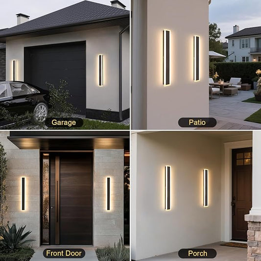 31.5 Inch Long Porch Lights Outdoor, 2 PCS Modern Outdoor Wall Light 3000K-6000K Dimmable Wall Light IP65 Waterproof Exterior Wall Sconce Long Wall Lights for Porch Garage Patio Garden