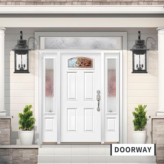 Darkaway Outdoor Lights Fixtures Wall Mount, Extra Large 26inch Outdoor Wall Sconce Lights with Water Ripple Glass for House Front Porch Patio Garage E12 Bulb Base