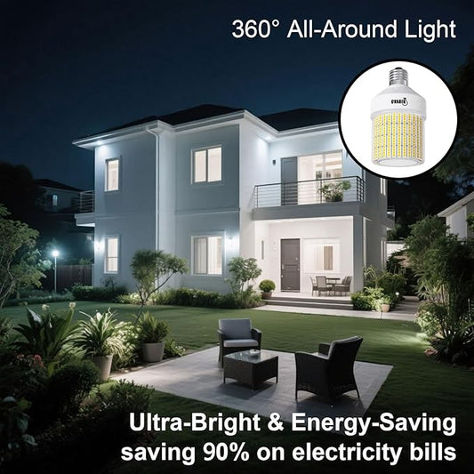 70W LED Corn Light Bulb, 700W Equivalent 9100LM, 5000K Daylight, Waterproof & 90% Energy Saving, E26/E39 Base Outdoor Light Bulbs for Garage, Factory, Shop (2-Pack)
