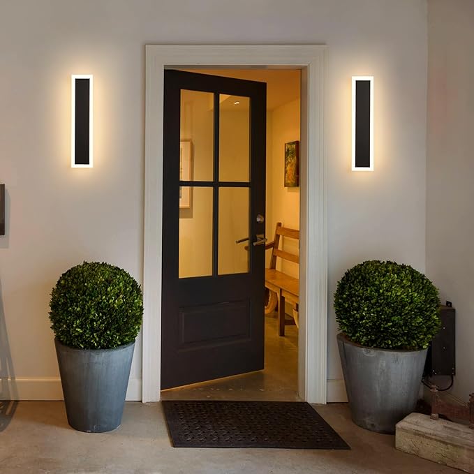 2-Pack Modern Outdoor Lights 3000-6000K Exterior Light Fixture 15.7in Porch & Patio Light Frosted White Acrylic Outdoor Sconce Watetproof Suitable for Garage Entry House