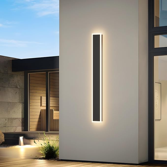 47.2Inch Modern Outdoor Lights IP65 Waterproof Exterior Linear Sconce Long Outdoor Porch Lights 3000K for Courtyard House(5.9in Wide)