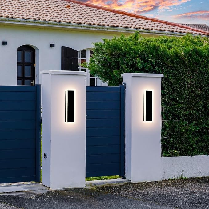 2-Pack 18IN Modern Outdoor Wall Light LED Long Wall Lighting Fixture IP65 Waterproof Wall Lamps, Dimmable 18W 1620LM Black Wall Sconce, 3000K/4000K/5000K Selectable, ETL Listed
