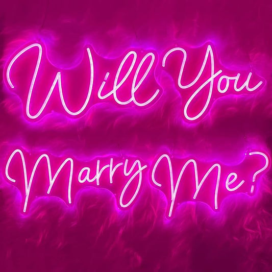 Super Large Will You Marry Me Neon Sign,80.1 inches Marry Me Sign Neon Light for Wedding Engagement Party Backdrop Wall Decor, Rose Red