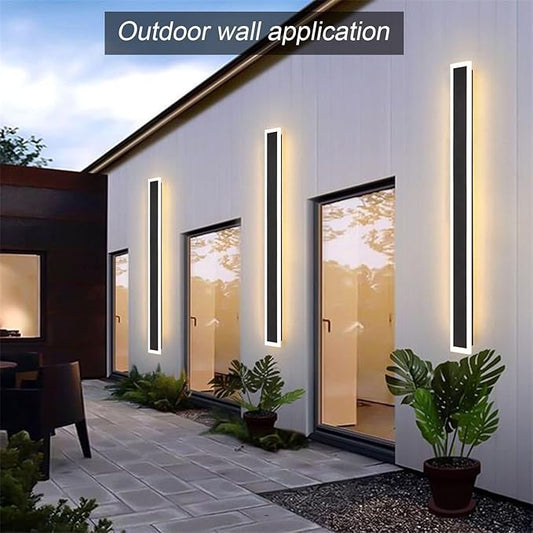 2Pack 47.2INCH Long Outdoor LED Wall Lights,38W Waterproof IP65 Warm White led Wall Light Rectangular Black Wall Light,led Porch Lights Outdoor Wall Elegant Frosted White Acrylic Anti Rust