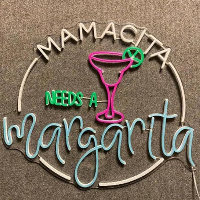 Mamacita Needs A Margarita Led Sign, 22" Cocktail Neon Sign, Cocktail Bar Wall Decor, Margarita Lover Gifts
