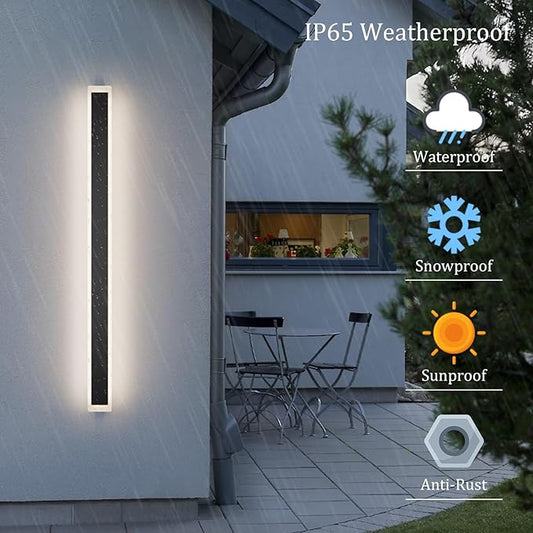 2 Pack 47.2in 4000K Long Outdoor Light IP65 Waterproof Outdoor Sconces Wall Lighting Modern LED Exterior Wall Sconces for Porch House