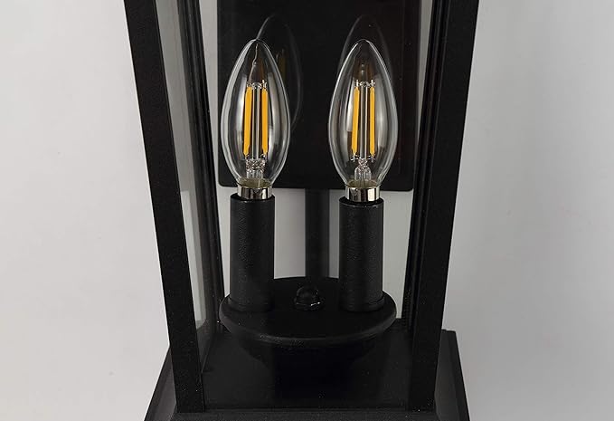 Outdoor Wall Lantern, Large Exterior Waterproof Wall Sconce Light Fixture, Black Anti-Rust Outside Porch Sconce Lights with Clear Glass