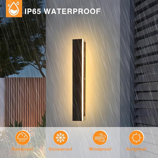 Modern Outdoor Wall Lights 23.6" LED 3000K Outdoor Wall Light for House Exterior Wall Garage Entrance Lighting Fixtures IP65 Waterproof Long Strip Wall Sconces for Doorway Patio Passage