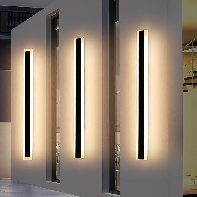 2 Pack Long LED Wall Light, 57inch Modern Wall Sconce, 50W, 3000K Warm White, IP65 Waterproof, White Acrylic, Outdoor Wall Mount Light Fixture for Patio, Garage, Entryway, Fence