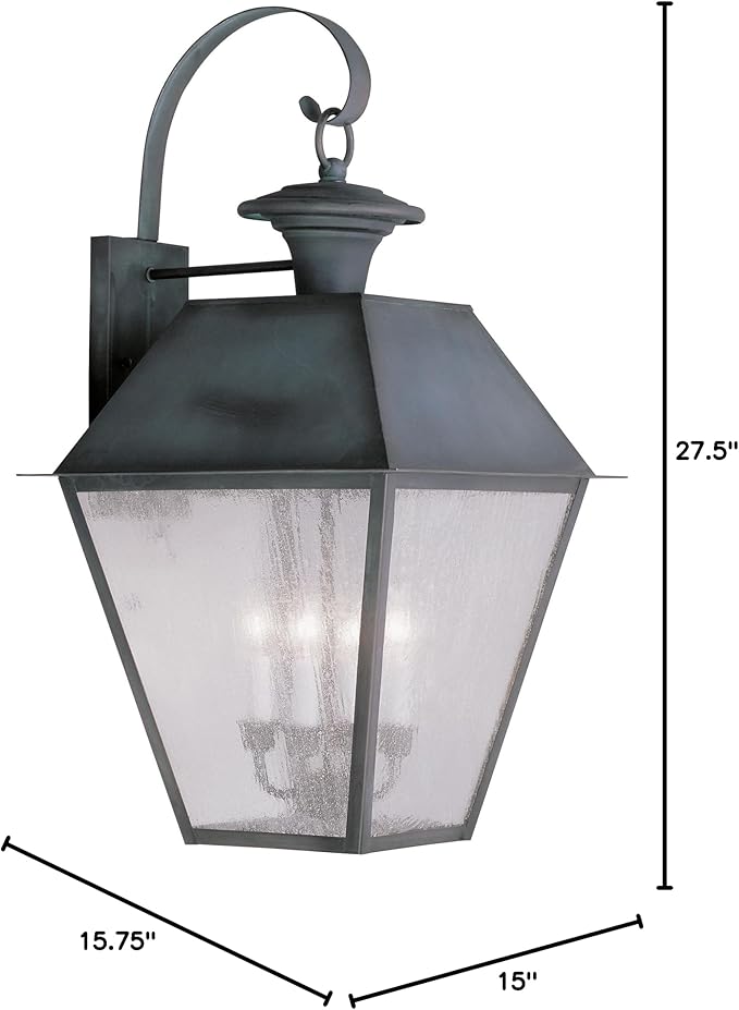 Livex Lighting 2172-61 Mansfield 4-Light Outdoor Wall Lantern, Charcoal