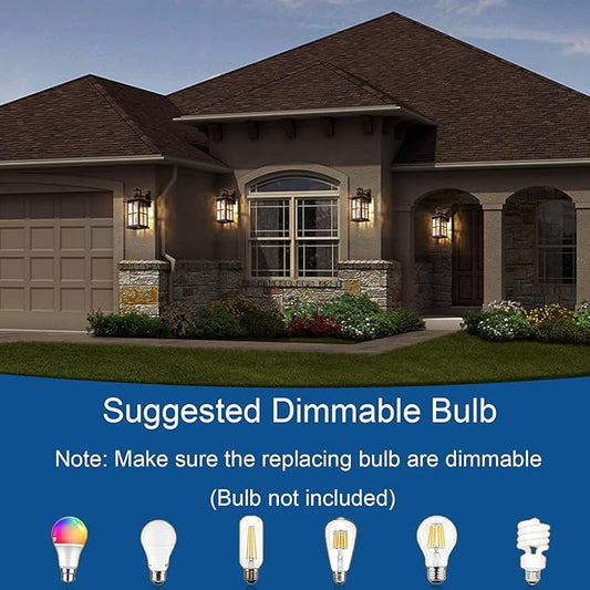 2 Pack Motion Sensor Outdoor Wall Lights Dusk to Dawn Exterior Porch Lantern Brown Outside Sconce Lighting Fixtures Rustic Farmhouse Wall Mount Carriage Lamp for House Garage Patio