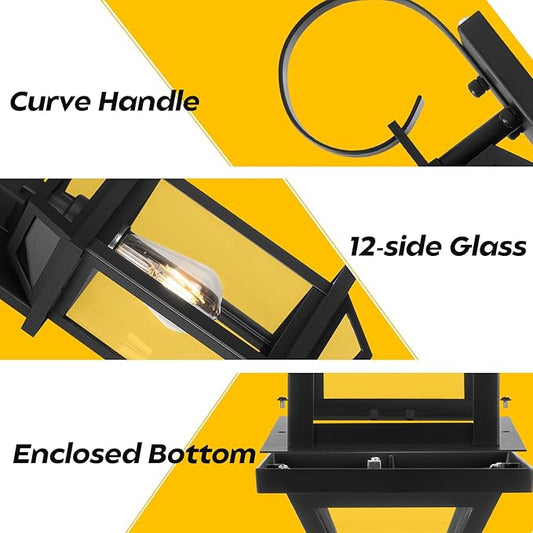 Dusk to Dawn Outdoor Porch Lights, Large Outside Modern Wall Light Fixtures 18" Black, 2-Pack Exterior Dawn Till Dusk Wall Sconces for Outside House Porch Patio ETL Listed