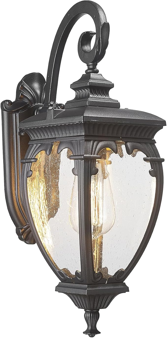 Outdoor Wall Light Fixtures, 18.7 Inch Exterior Wall Lantern Waterproof Sconce, Porch Lights with seeded Glass Shade, Outside Exterior Lights Fixtures for Patio Garage. (Bulbs Not Included)