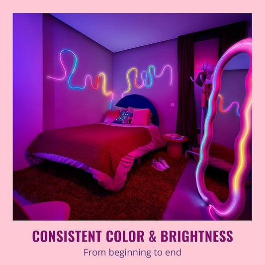 WiZ Connected Neon Smart Flex Strip – 16.4 ft (Two 8.2ft Strips), 16 Million Colors + Shades of White, Dynamic Light Scenes, Connects to Your Wi-Fi, Voice/App Control