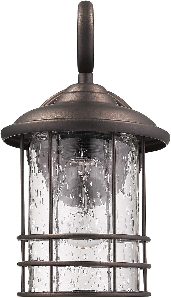 MICSIU Outdoor Light Sconces Wall Mount 2 Pack, Bronze Exterior Light Fixtures with Clear Seedy Glass, 9.8 Inch Outside Light for Home, House, Entryway, Patio, Garage, Doorway