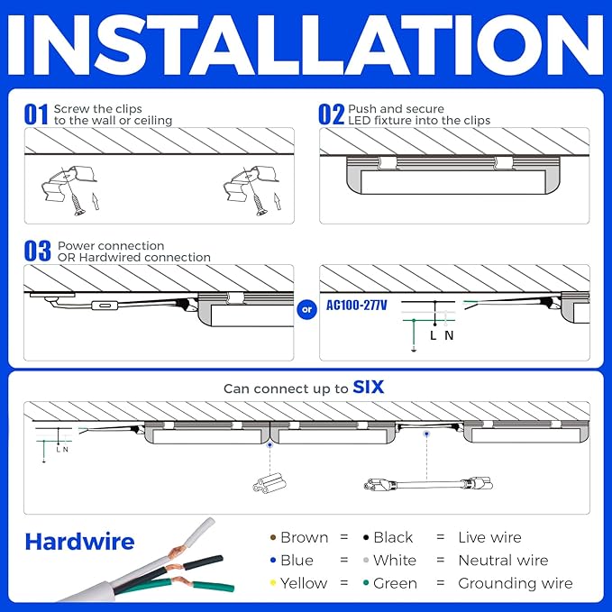 Barrina LED Shop Light, 4FT 40W 5500LM 5000K Daylight White with Reflectors, V Shape, Clear Cover, Linkable with Plug, T8 LED Tube Lights