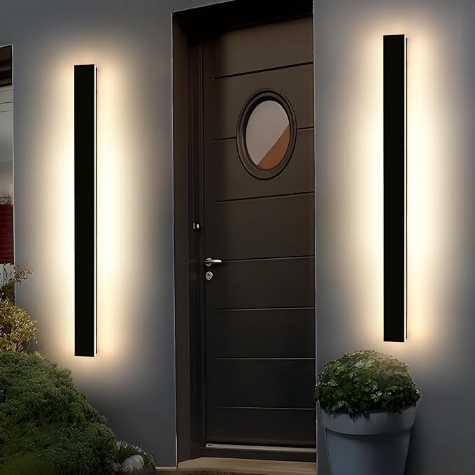 Mikeru 57inch Long LED Wall Light, 3000k-6000k Three Colors Switchable Modern Exterior Wall Sconces Acrylic Invisible Exterior Wall Light for Porch Modern Outdoor Wall Mount Lighting for House