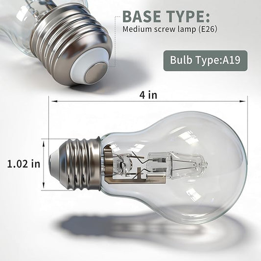 Halogen Light Bulb 043168787963 78796 for E26 Thread Suitable 43 Watt A19 Bulb Types Replace 60 Watt Incandescent Light Bulb(8Pcs)