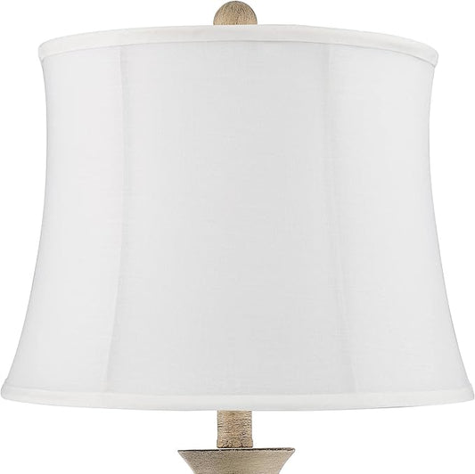 Regency Hill Serena Traditional Country Cottage Table Lamps 27 1/2" Tall Set of 2 Beige Gray Turned Vase White Softback Drum Shade for Bedroom Living Room House Bedside Nightstand Office