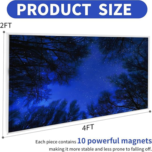 2pcs Fluorescent Light Covers - Light Covers for Ceiling Lights Classroom, Magnetic Light Filters for Office, Hospitals, Home 4 x 2 Feet (blue nebula)