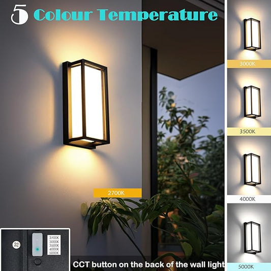 Dimmable Modern Outdoor Wall Light Fixtures, 1400LM Waterproof Porch Lights Outdoor Wall Sconce, 2700K-5000K 5 Color Temperature Exterior Lighting Fixtures for House