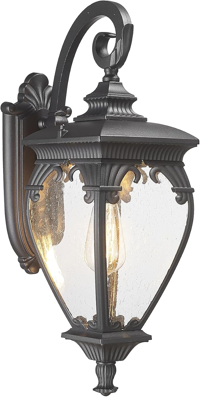 Large Outdoor Wall Lights Exterior Lighting Fixtures, 24.6 Inch Waterproof Large Outdoor Lanterns for Porch Light Fixture, Black Exterior Sconce Light for Outside House Patio Garage