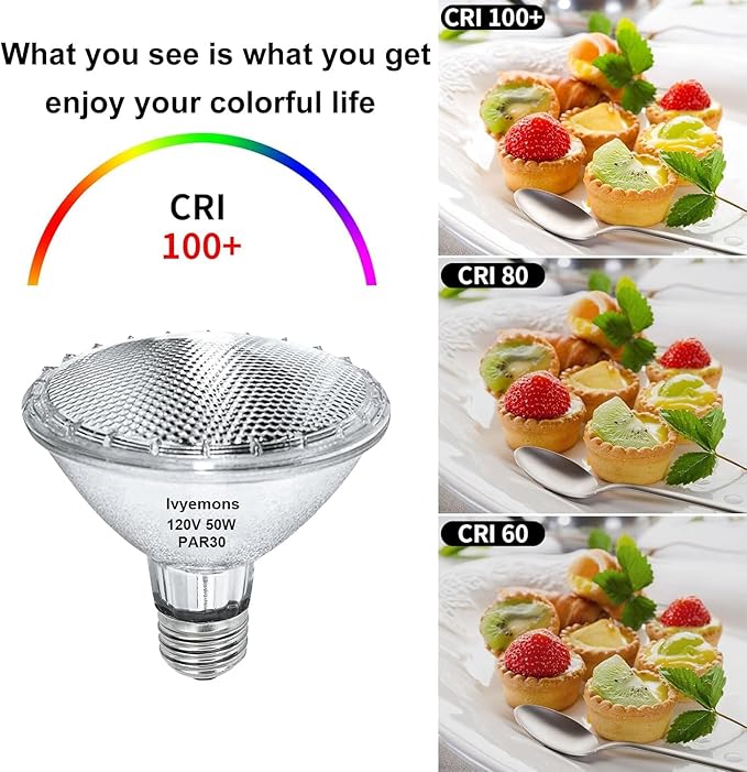 PAR30 Short Neck Halogen 50W - 6 Pack PAR30 Flood Light Bulbs E26 Base, PAR 30 Dimmable 2800K Warm White, Long Lasting PAR 30 Halogen Bulb for Accent Lighting, Tracking Light, Recessed Light