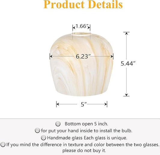 3 Pack 6.23 Inch Painting Glass Lamp Shade Pendant Ceiling Chandelier Wall Sconce Light Replacement Oval Painting Glass Shade Fixture Over Sink Kitchen Island