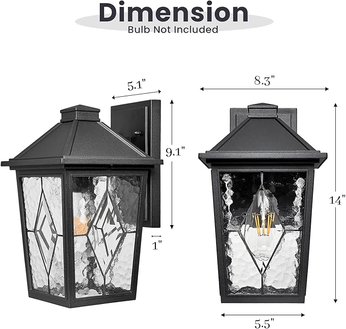 Outdoor Wall Lights Aluminum Outside Porch Lights for House with E26 Socket Waterproof Garage Lights