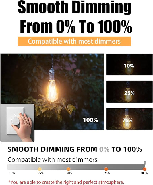 Lumiverse Edison Bulbs 60W Equivalent, Dimmable LED Light Bulbs, CRI 90+, Vintage E26 Lightbulbs, 2700K Warm White, ST19 ST58, 5.5W, Antique Clear Glass, 6 Pack
