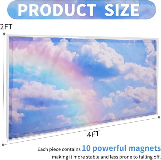 2pcs Fluorescent Light Covers - Light Covers for Ceiling Lights Classroom, Magnetic Light Filters for Office, Hospitals, Home 4 x 2 Feet (rainbow)