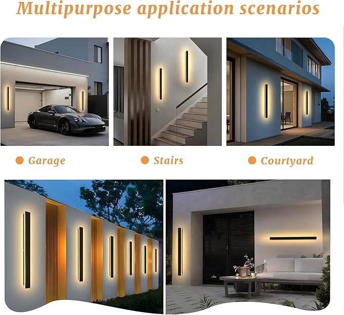 Modern Outdoor Wall Lights 39.4" LED 3000K Outdoor Wall Light for House Exterior Wall Garage Entrance Lighting Fixtures IP65 Waterproof Long Strip Wall Sconces for Doorway Patio Passage
