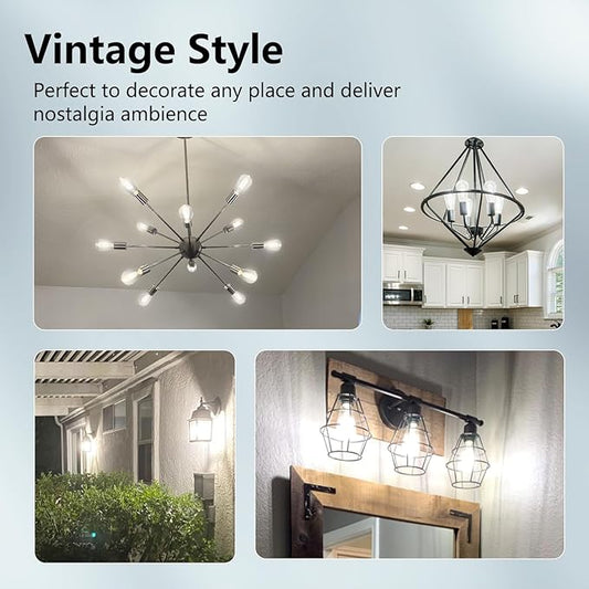 6 PCS ST58/ST19 Spiral LED Bulb, Daylight White 4000K, Antique LED Filament Bulbs with 80+ CRI, 600 LM, 6W Equivalent to 60W, Antique Plastic Style for Home, Dining Room, Office