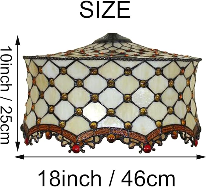 18 Inch Lamp Shade Replacement, Only Tiffany Style Stained Glass Lamp Chimney Straw Hat Floral Design, Baroque Rose Sunflower Orange Green Beige Fit for Table Lamp Pendant Light Floor Lamp,F