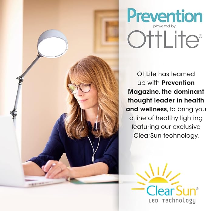 OttLite Pharmacy Adjustable LED Floor Lamp, Prevention Series - Designed to Reduce Eyestrain - 3-Point Adjustable Neck, 3 Brightness Settings with Touch Controls - Office Work, Reading & Studying