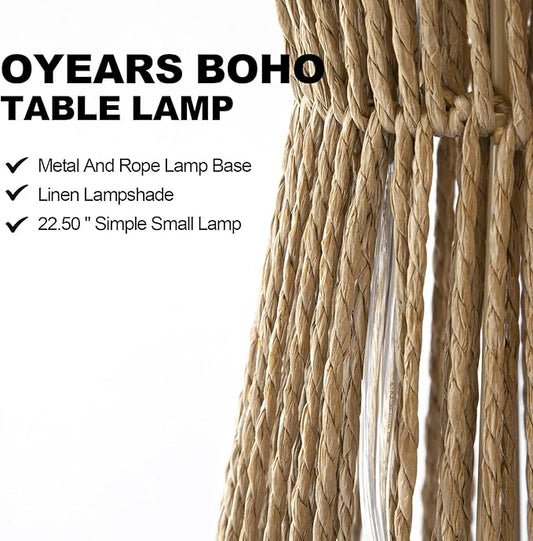 OYEARS 22.5" Table Lamps for Living Room,Boho Lamps Set of 2 for Bedrooms, Bedside Lamp for Nightstands, Rattan Lamp, Farmhouse Table Lamp for Room Decor, End Table, Retro, Brown(Not Include Bulbs)