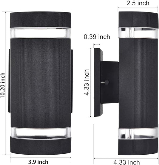 Porch Lights Outdoor Dusk to Dawn, Aluminum Outdoor Wall Light Fixture 6000K, Waterproof Wall Lamp Up and Down Lights Exterior Sconce Wall Lighting Fixture for House Doorway, ETL Listed
