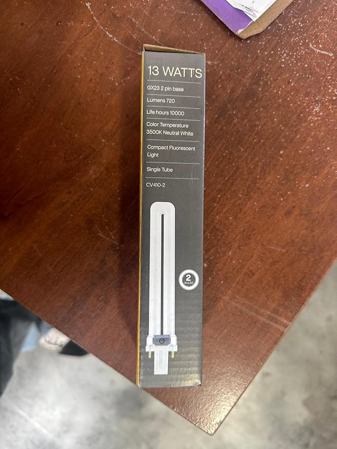 (4 Pack) PL-13W 835, 2 Pin GX23, 13 Watt Single U-Shaped Twin Tube, Compact Fluorescent Light Bulb, Replaces Philips PLS13W35 GX23 and Sylvania CF13DS835.