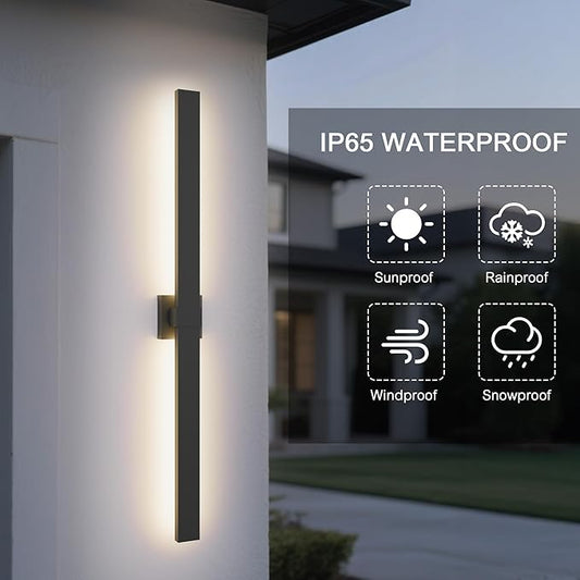 LamQee 47.2 In Aluminum Long Outdoor Wall Lights, 3000K 1760LM LED Waterproof IP65, Modern Exterior Lighting Fixture Linear Outdoor Sconce Wall Mount Outside Lighting for House Porch Patio Garage Door