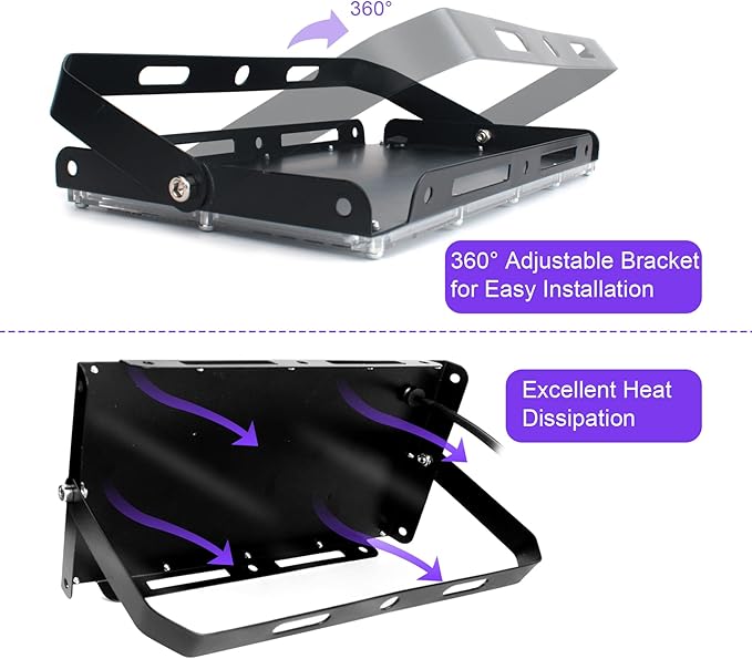 4 Pack 300W LED Blacklight, UV Black Lights for Glow Party, IP65 Waterproof Outdoor UV Floodlight for Black Light Party,Body Painting,Fluorescent Painting,Birthday Parties,Halloween
