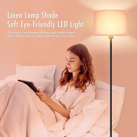 Floor Lamp Pink, Standing Lamp, Small Floor Lamps with Lampshade, 59" Tall Lamps for Bedroom, Foot Switch, Simple Corner Pole Lamp for Kids Room, Girls Room, Nursery, Office(NO Bulb, E26 Base)