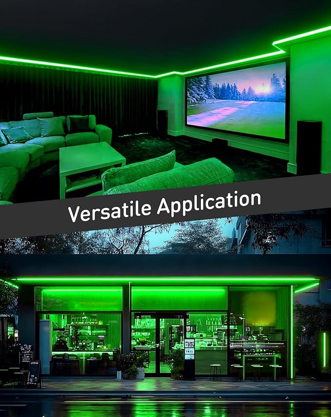 Shine Decor LED Rope Lights AC 120V, Connectable & Cuttable Dotless 120LEDs/M Eco Neon Strip Lighting, ETL IP65 Waterproof & Weather-Resistant for Home Commercial, 8x16mm, Green, 98.4FT