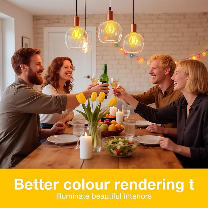 DAYBETTER 12 Pack A19 Vintage LED Edison Bulbs, 60W Equivalent, Dimmable, High Brightness 2700K Warm White, 800 Lumens, 8W E26 Standard Base, CRI80+, Clear Glass Filament Bulb for Living Room