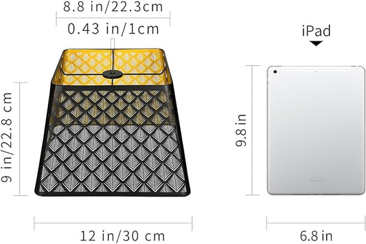 Medium Square Lamp Shades, ALUCSET Metal Lampshade with Pattern of Arrows for Table Lamp and Floor Light, 9 x 12 x 8.8 Inch, Spider (Black/Gold)