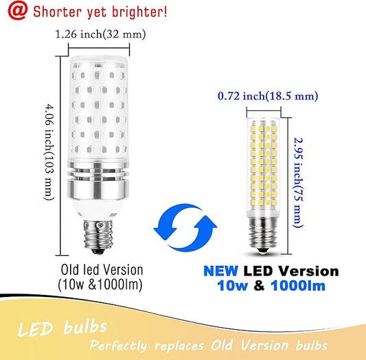 E17 LED Bulb 10 Watt Equivalent 100W 4000K Natural White 1000lm Non-Dimmable 120V E17 Intermediate Base LED Bulb for Desk Lamp, Ceiling Fan Lights, Headboard Reading Lights, Chandelier, 3 Pack