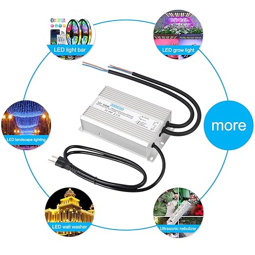 LED Driver 12V500W Waterproof Power Supply 110V/130V AC to 12V DC 41.6A Low Voltage Switching Power Supply IP67 Underwater Lighting LED Light Module Waterproof Transformer