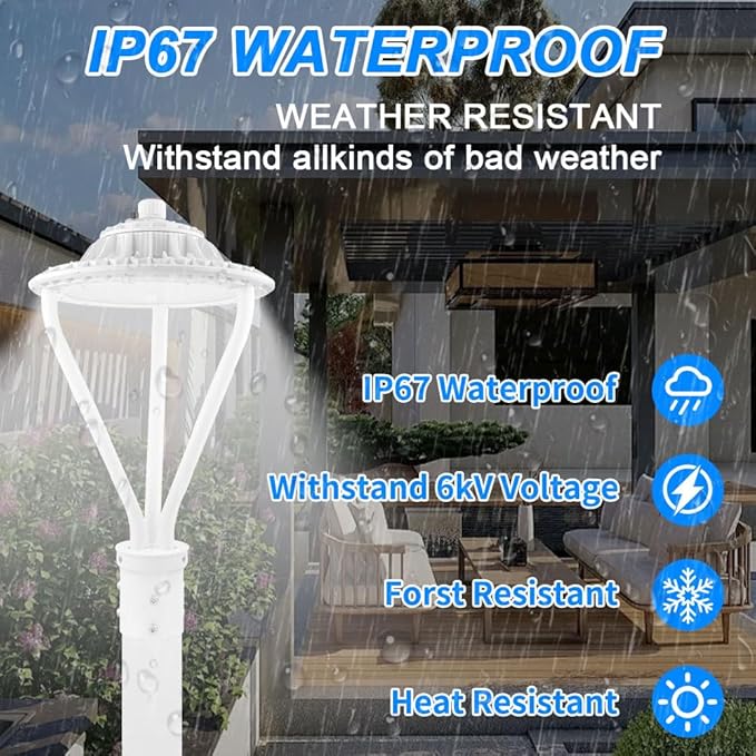 LED Post Top Light 75/100/150W Adjustable 19500 LM 3000/4000/5000K LED Circular Area Light Outdoor Pole Lights with Photocell, IP67 Parking Lot Lights Fixture Commercial Lighting, 100-277V