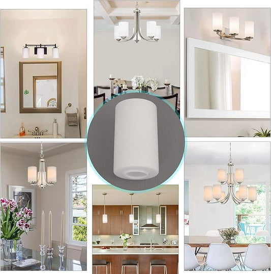 3 Pack Opal White Frosted Glass Shade, Cylinder Light Fixture Replacement Globe or Cover with 1-5/8-Inch Fitter for Chandelier Wall Sconce Pendant Light, G0059